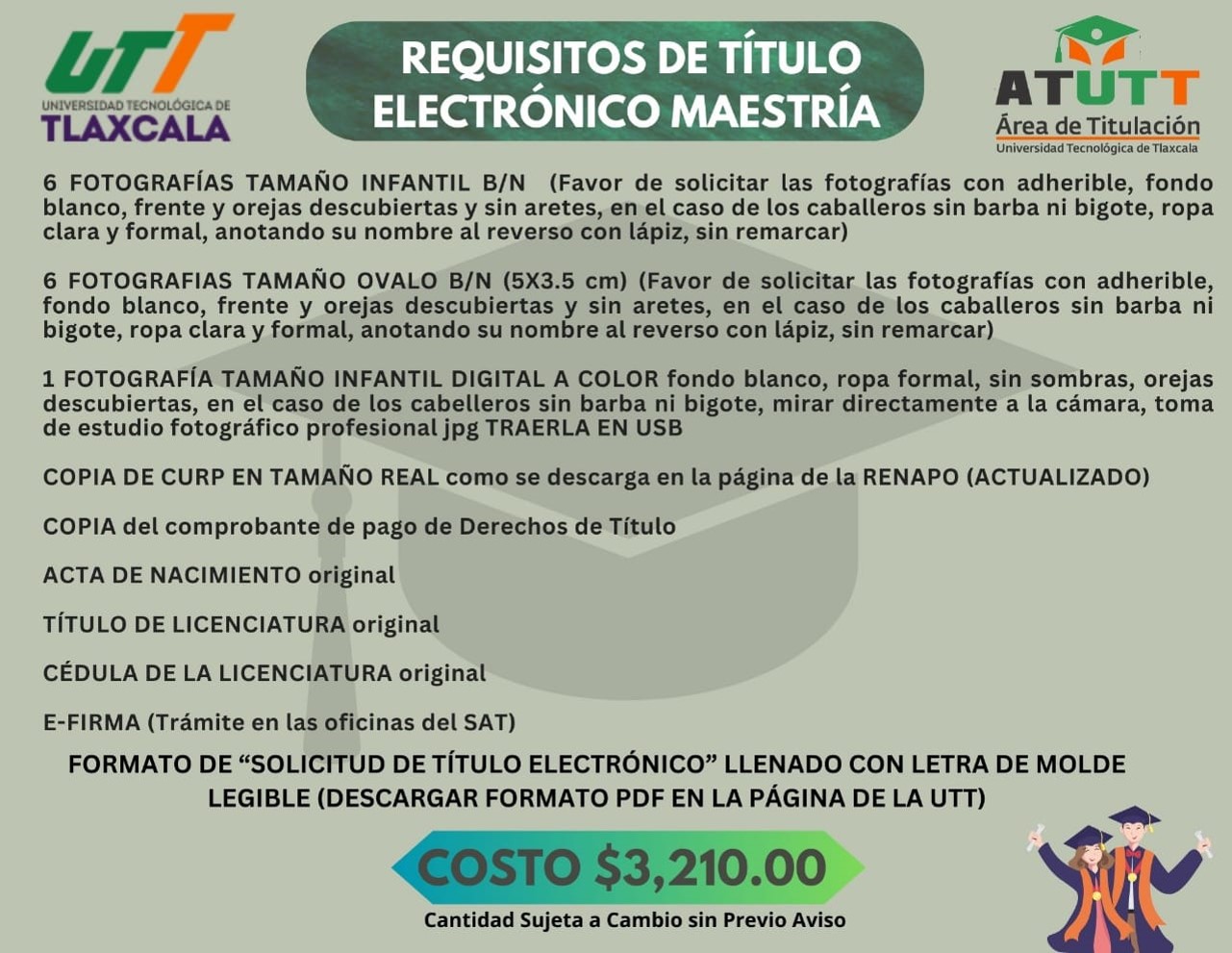 Requisitos para el registro de ítulo electrónico de maestría 